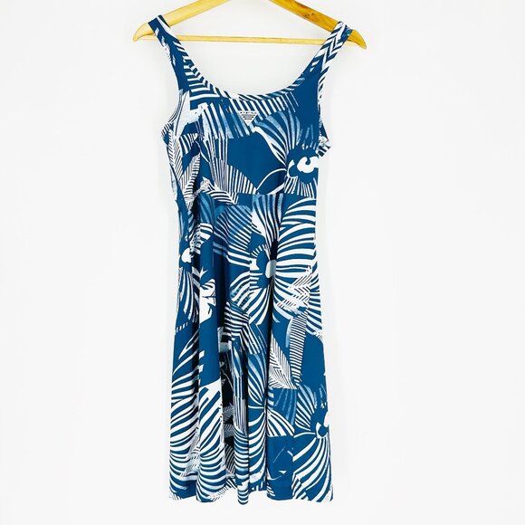 Columbia Womens PFG Freezer III Blue Floral Sleeveless Short Stretch Dress S - Picture 3 of 8